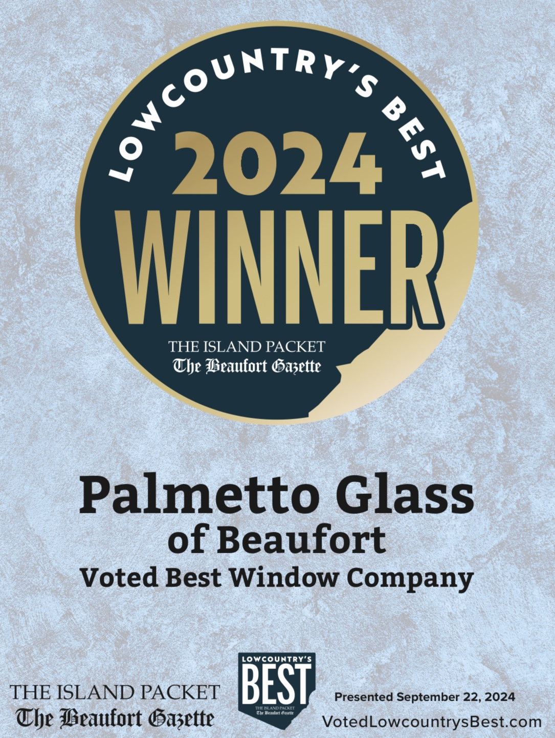 2024 Winner Low County's Best Window Company